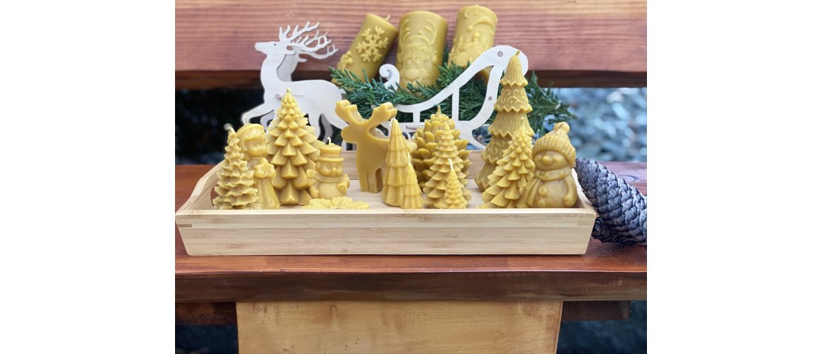 Naturlige lys med julemotiver i bivoks