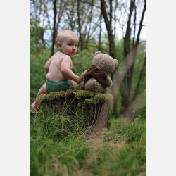 Puppi - Cover til genanvendelige stofbleer i bld merinould Green Herringbone