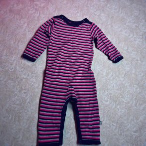 808 - Babynatt�j, Heldragt med uld, stribbet, 74 cm