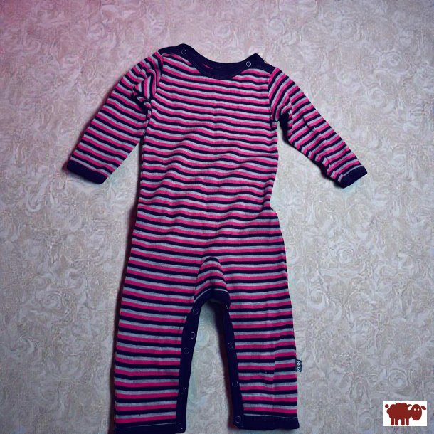 808 - Babynatt�j, Heldragt med uld, stribbet, 74 cm