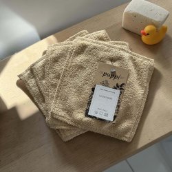 Puppi - Vaskeklude i bl�d bambusfrott� i mocca farve, 15 x 15 cm, 1 stk.