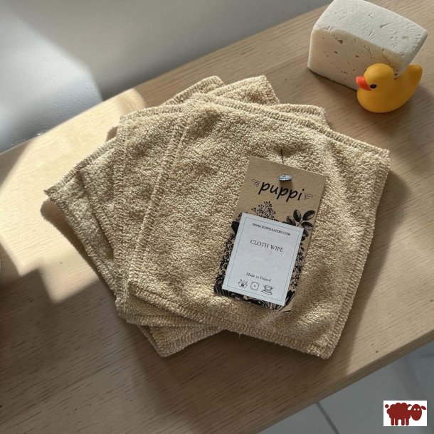 Puppi - Vaskeklude i bl�d bambusfrott� i mocca farve, 15 x 15 cm, 1 stk.