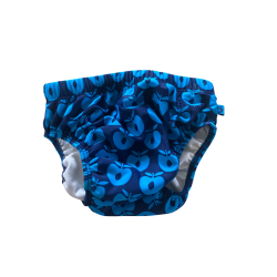 Smfolk - Badetj / Badebukser  i mrkebl med bler, str. 80-86 cm