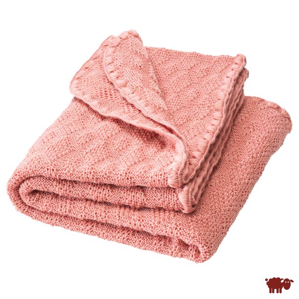 Disana - Strikket Babyt�ppe i bl�d �kologisk merinould, 80 x 100 cm, Soft Pink