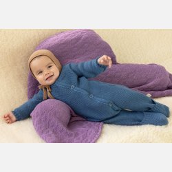 Disana - Strikket Babyt�ppe i bl�d �kologisk merinould, 80 x 100 cm, Lilla