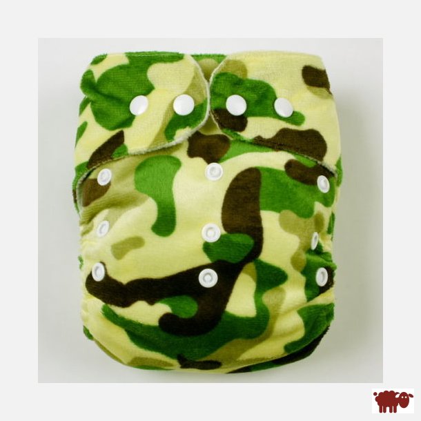 Lulajbaby - MINKY One Size Lommeble - Ekstra Bl�d Polar til din baby /4-16 kg, Green Camouflagem�nster
