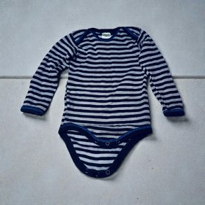 Friends - Drengebody i gr� og sorte striber med uld, brugt, str. 74 cm ( 9 mdr.)