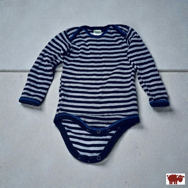 Friends - Drengebody i gr� og sorte striber med uld, brugt, str. 74 cm ( 9 mdr.)