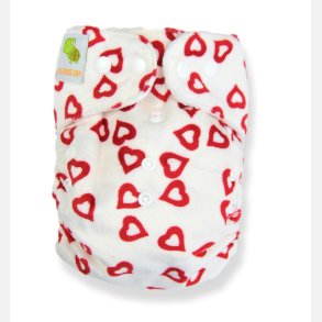 Lulajbaby - MINKY One Size Lommeble - Ekstra Bl�d Polar til din baby /4-16 kg, R�de Hjerter