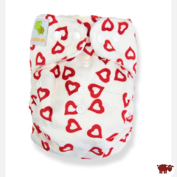 Lulajbaby - MINKY One Size Lommeble - Ekstra Bl�d Polar til din baby /4-16 kg, R�de Hjerter