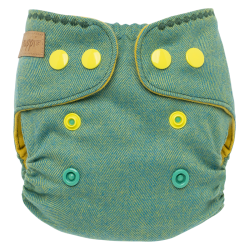 Puppi - Cover til genanvendelige stofbleer i bld merinould Green Herringbone