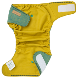 Puppi - Cover til genanvendelige stofbleer i bld merinould Green Herringbone