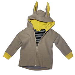 Ty.Bles - Jakke i 2 lags uld, stribber - kogt og merino, upcykling, 86 cm /  18 mdr.