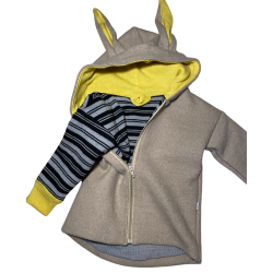 Ty.Bles - Jakke i 2 lags uld, stribber - kogt og merino, upcykling, 86 cm /  18 mdr.