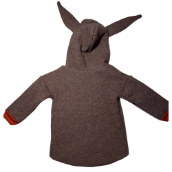 Uldjakke med htte og rer til brn