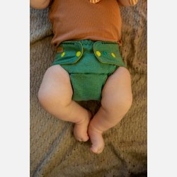 Puppi - Cover til genanvendelige stofbleer i bld merinould Green Herringbone