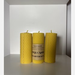 100% Bivokslys// Naturligt Duftlys- Hndlavede bloklys af bivoksplader,  10 cm, 3 stk.