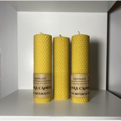 100% Bivokslys/ Naturligt Duftlys - Hndlavede bloklys af bivoksplader,  15 cm, 2stk.