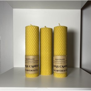 100% Bivokslys/ Naturligt Duftlys - Hndlavede bloklys af bivoksplader,  15 cm, 2stk.