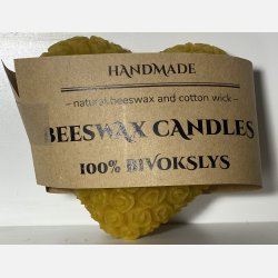 100% Bivokslys- Hndlavet Lys, Hjerte dekoreret med roser