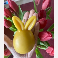 Stor P�ske�g med kanin�rer / P�skepynt  i Bivoks - H�ndlavet og b�redygtigt lys