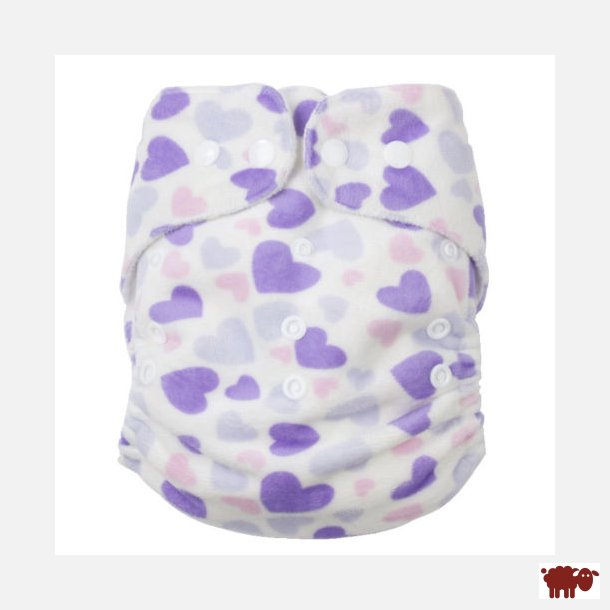 Lulajbaby - MINKY One Size Lommeble - Ekstra Bl�d Polar til din baby /4-16 kg, Lilla hjerter