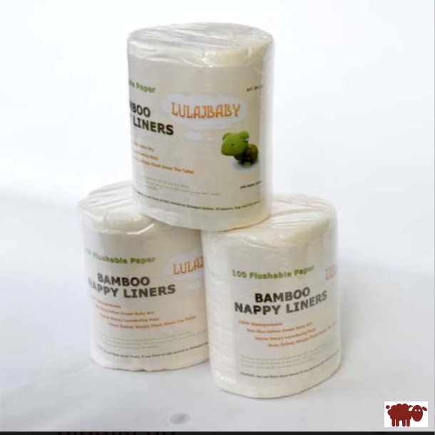 Lulajbaby - Bamboo Nappy Liners, Blepapir, Aff�ringsfanger til stofbleer /100 ark