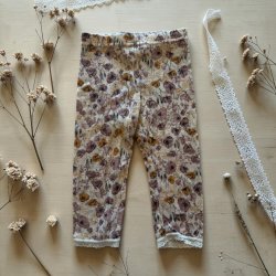 Name it - Pigebukser i  merinould,med blondemanchetter og blomstermotivet, brugte, like NY, 74 cm 