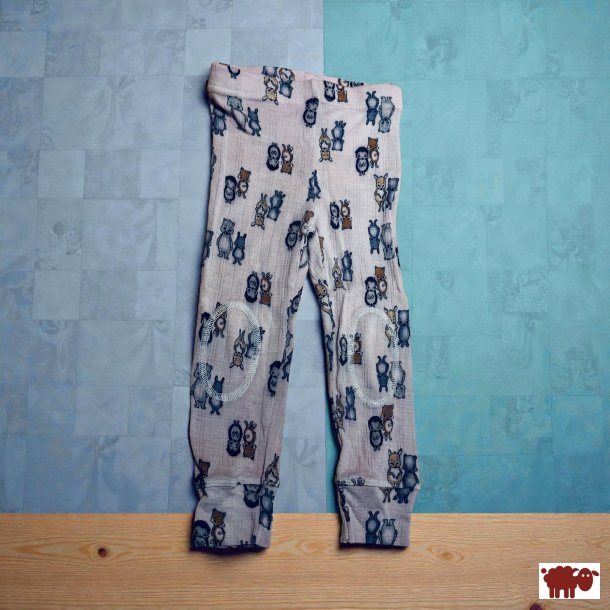 Name it - Pigebukser i 100 % merinould, lyser�d med dyremotivet, brugte, like NY, 86 cm (1-1� �r)