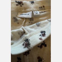 Name it - Pigebukser i  merinould, lyser�d med blomstermotivet, brugte, like NY, 74 cm 
