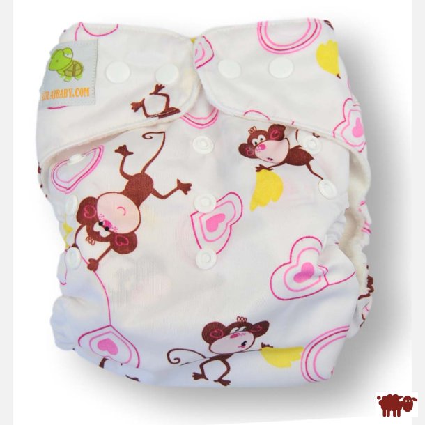 Lulajbaby - PUL Lommeble One Size - Polar Fleece &amp; Justerbar Pasform /4-16 kg, ZOO