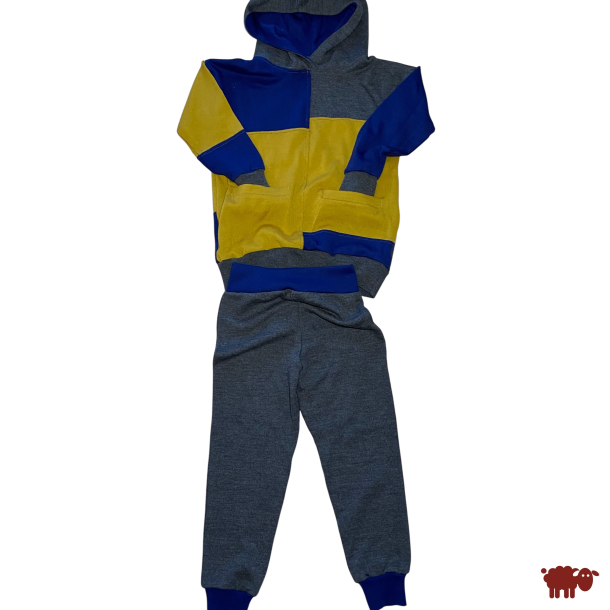 Ty.Bles - Joggingst med htte og 2 lomme i merinould, upcyking, 116 cm (6 r)