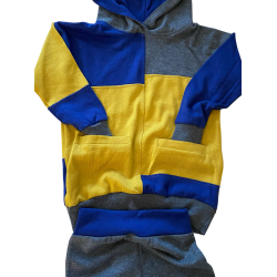 Ty.Bles - Joggingst med htte og 2 lomme i merinould, upcyking, 116 cm (6 r)