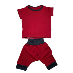 Ty.Bles - St bluse med korte arme og baggy bukser i merinould, Zero Waste 74 / 80 cm (6 -12 mdr.)