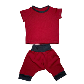 Ty.Bles - St bluse med korte arme og baggy bukser i merinould, Zero Waste 74 / 80 cm (6 -12 mdr.)