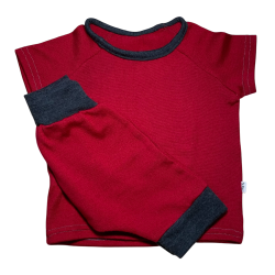 Ty.Bles - St bluse med korte arme og baggy bukser i merinould, Zero Waste 74 / 80 cm (6 -12 mdr.)