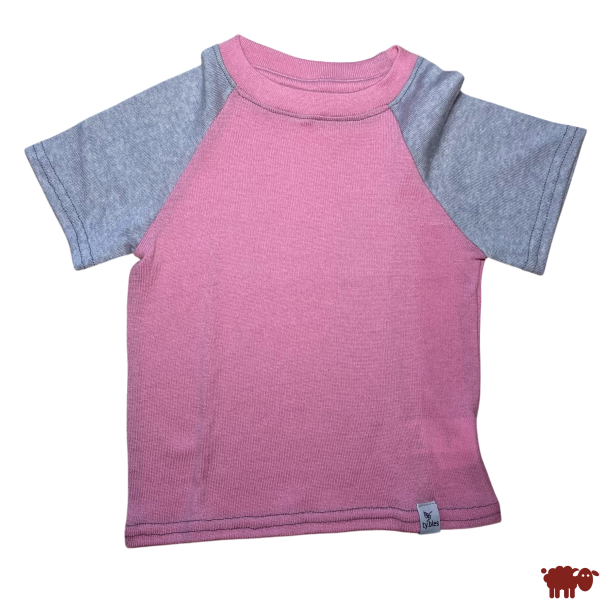 Ty.Bles - Bluse med korte arme/ t-shirt i merinould med, upcykling, 98 cm (3 r)