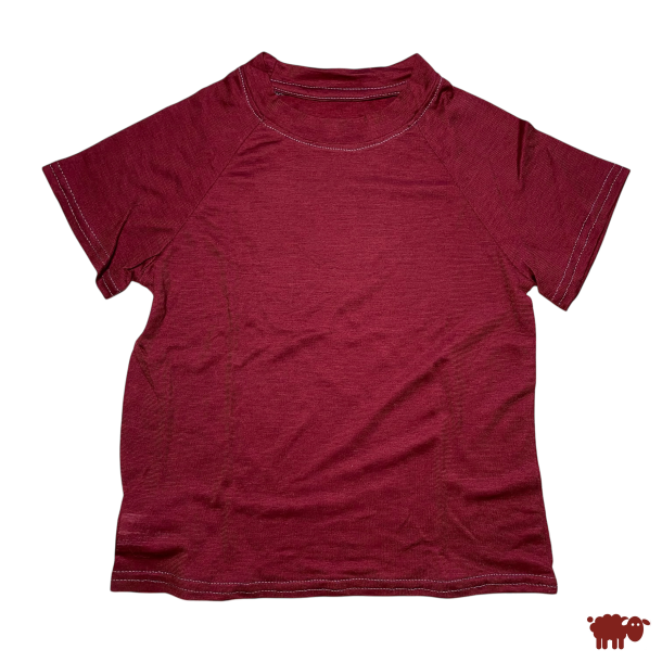 Ty.Bles - Bluse med korte arme/ t-shirt i merinould og silke, upcykling, 110 cm (5 r)
