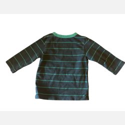 Danef - Bluse m. traktor, grn med stribber, 6 mdr.