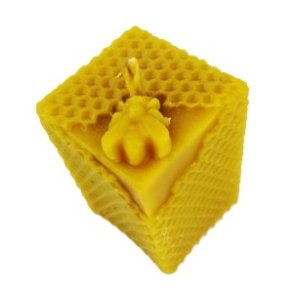 100% Bivokslys- Hndlavet Lys, Bi p en bikage, 8 cm