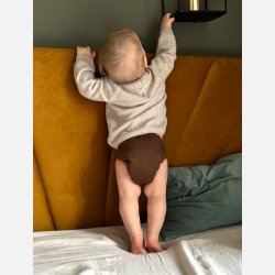 Puppi - Cover til genanvendelige stofbleer i bl�d merinould ��Praline Chocolade��, new color