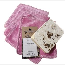 Puppi - Vaskeklude i bambus, rosa farve, 1 stk.