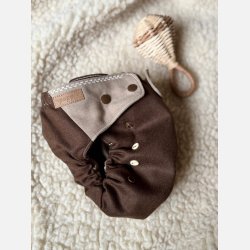 Puppi - Cover til genanvendelige stofbleer i bl�d merinould ��Praline Chocolade��, new color
