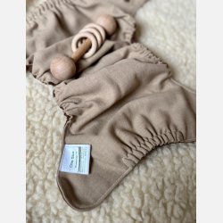 Puppi - Cover til genanvendelige stofbleer i bl�d merinould ��Praline Chocolade��, new color