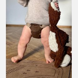 Puppi - Cover til genanvendelige stofbleer i bl�d merinould ��Praline Chocolade��, new color