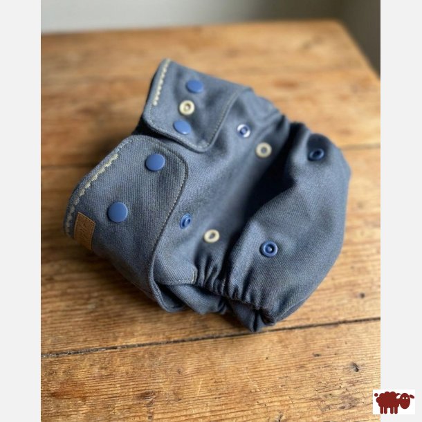 Puppi - Cover til genanvendelige stofbleer i bl�d merinould ��Blue Fjord��