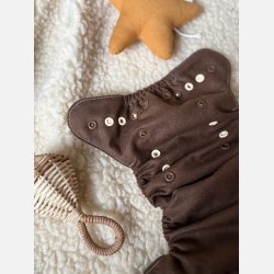 Puppi - Cover til genanvendelige stofbleer i bl�d merinould ��Praline Chocolade��, new color