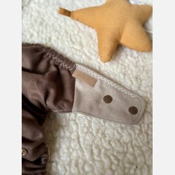 Puppi - Cover til genanvendelige stofbleer i bl�d merinould ��Praline Chocolade��, new color