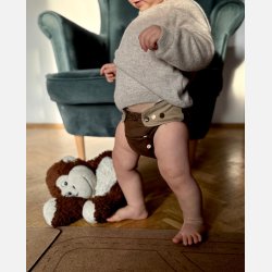 Puppi - Cover til genanvendelige stofbleer i bl�d merinould ��Praline Chocolade��, new color