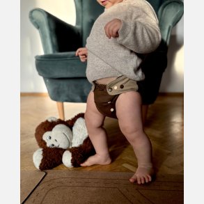 Puppi - Cover til genanvendelige stofbleer i bl�d merinould ��Praline Chocolade��, new color